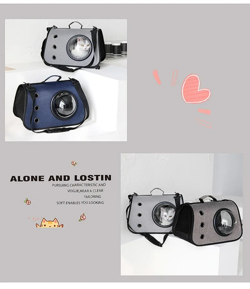 Mochila portátil para animais de estimação para viagens ao ar livre, mochila dobrável transparente para gatos, adequada para cães e gatos, bolsa respirável para viagens