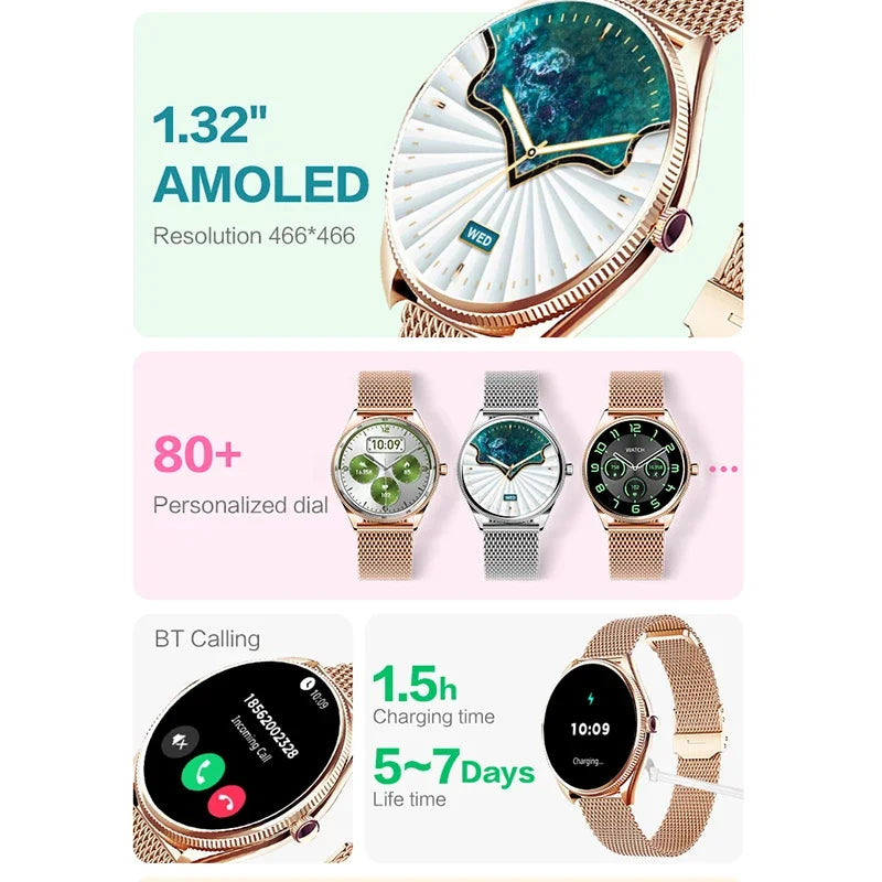 Relógio inteligente VALDUS VL60 Pro 2025, novo, feminino e masculino, tela AMOLED, com Bluetooth, para chamadas, IP68, à prova d'água, fitness e esportes, presente