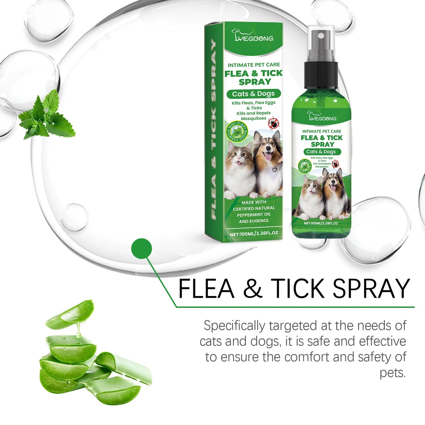 Spray removedor de ácaros para gatos e cães, mata pulgas, alivia coceira, remove carrapatos, tratamentos para alergia em gatos, spray anti-piolhos e insetos para cuidados com a pele de animais de estimação