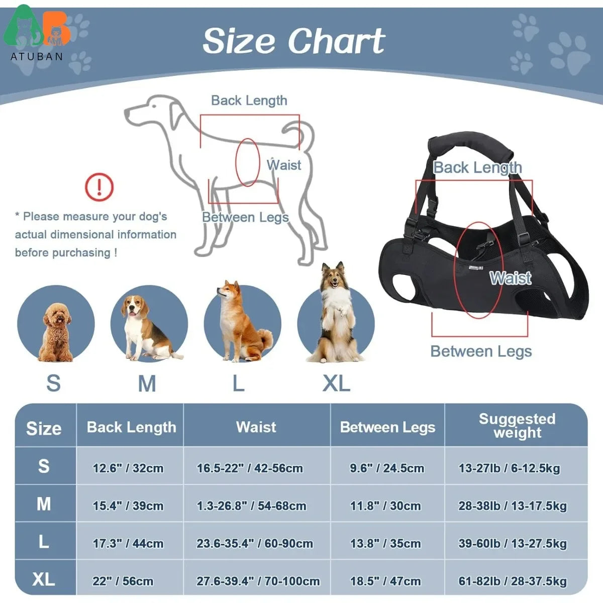 Arnês de elevação para cães, suporte corporal ajustável, alças respiráveis ​​para mobilidade assistida, pernas de cães, reabilitação de quadril