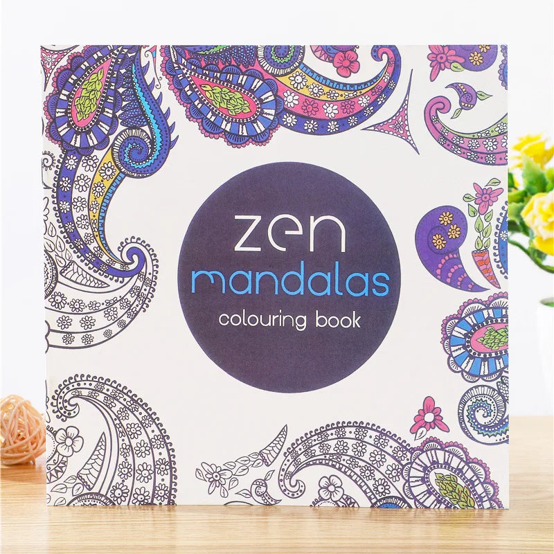 Livro de colorir Zen Mandalas com 128 páginas para adultos e crianças, para aliviar o estresse e matar o tempo, livro do jardim secreto com 12 lápis de cor