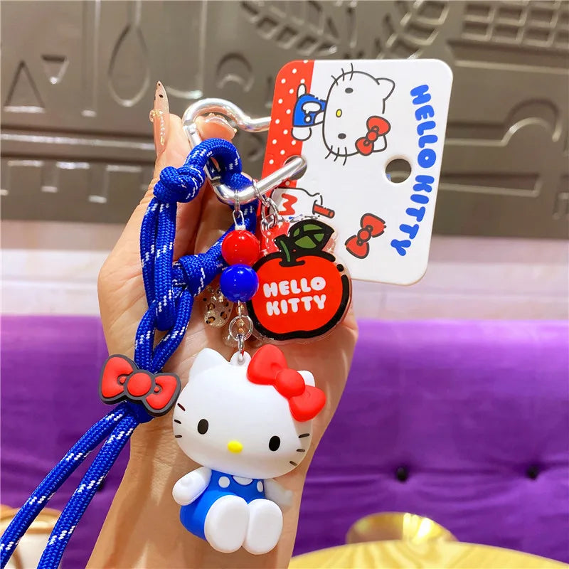 Atacado Sanrio Chaveiro Hello Kitty Mochila Escolar Pingente Kawaii Kt Vermelho Azul Branco Desenho Animado Chave Kitty TV Chaveiro com Contas Presente para Meninas