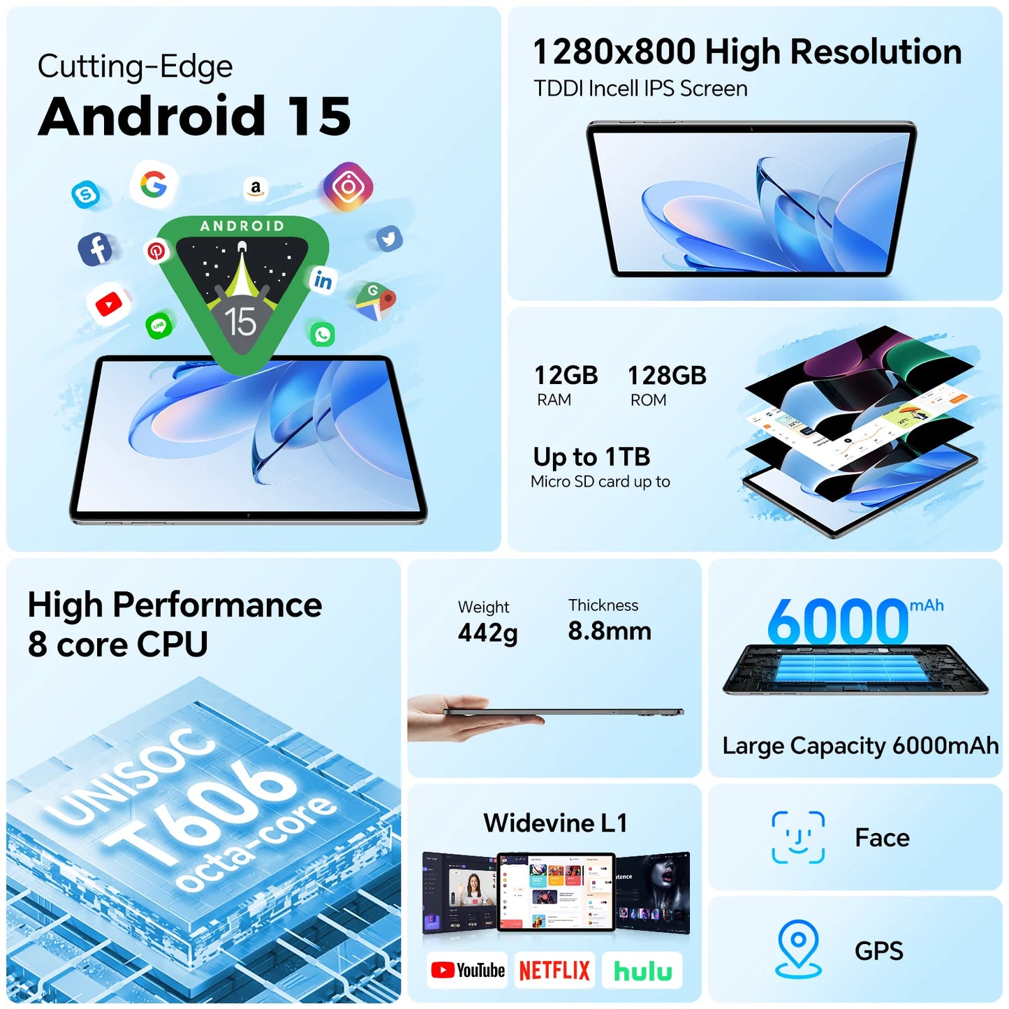 Tablet Teclast P30T Android 15 10.1" IPS Max 12GB RAM 128GB ROM T606 8-core 6000mAh Teclado/Capa/Mouse/Caneta/Fone de Ouvido/Suporte