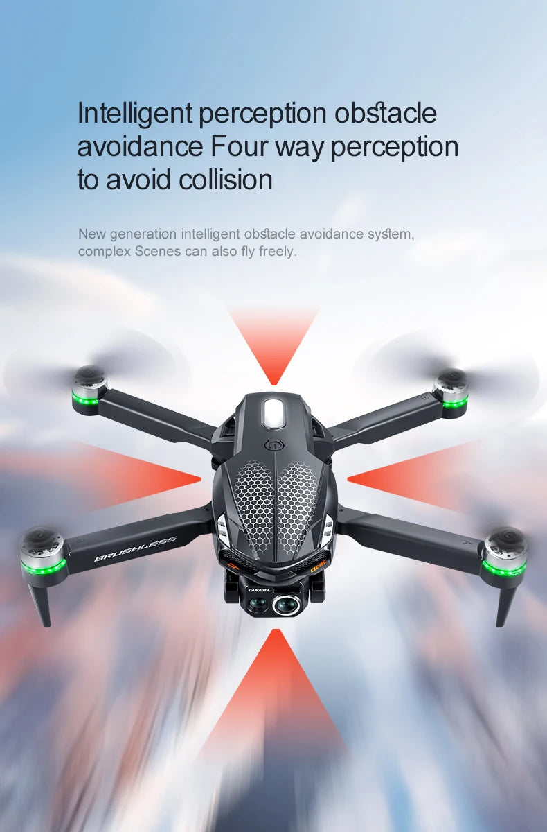 Drone S168 RC 2025 com tela de 2,4 polegadas, motor sem escova, câmeras duplas 8K HD, posicionamento de fluxo óptico, aeronave de brinquedo com prevenção inteligente