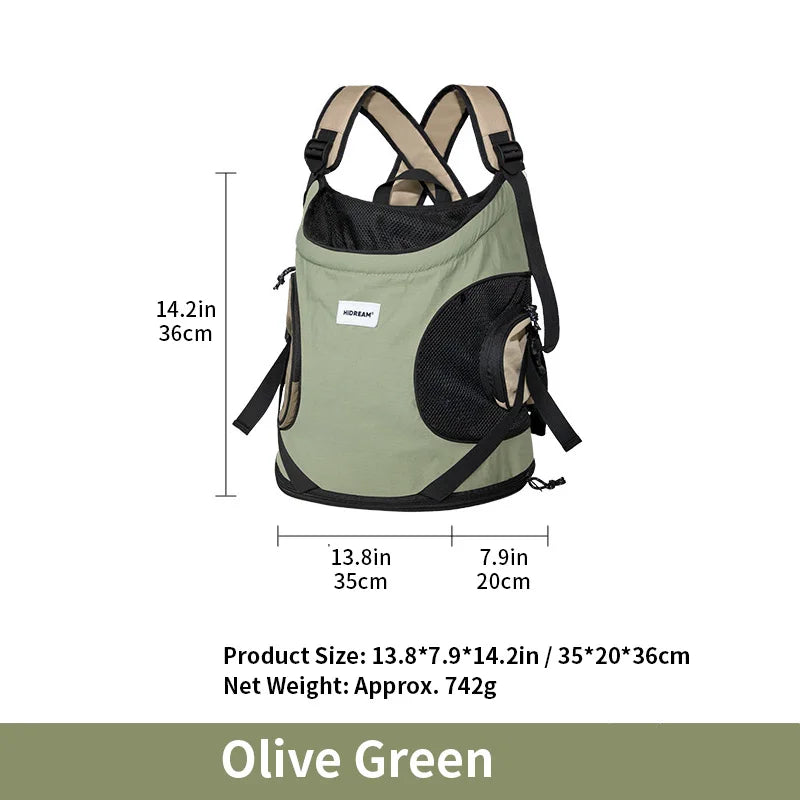 Mochila para transporte frontal de animais de estimação, bolsa de ombro para cães e gatos, bolsa respirável e portátil para áreas externas