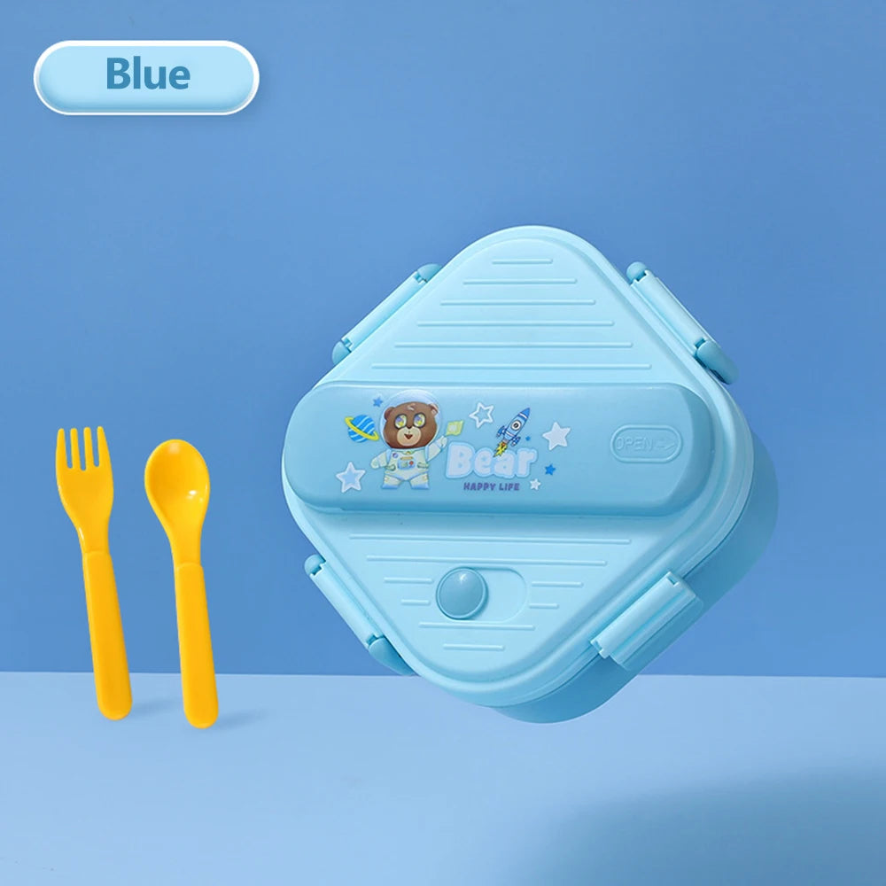 Lancheira de unicórnio com 3 grades para crianças, estudantes, sanduíche, frutas, recipiente para armazenamento de alimentos, caixa de bento de desenho animado para acampamento escolar