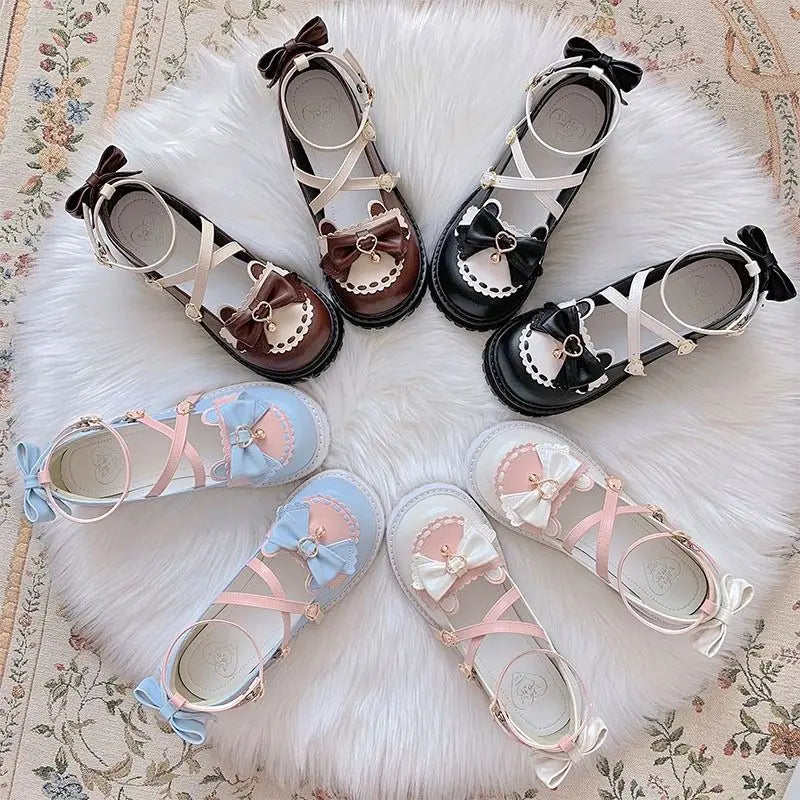 Novos sapatos Lolita Outono 2025 com laço fofo e macio para meninas selvagens estilo universitário JK uniforme cabeça redonda sapatos pequenos de couro sapatos kawaii
