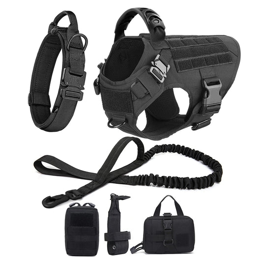 Coleira grande para cachorro, peitoral militar para cachorro, coleira Molle, bolsas, colete de treinamento para animais de estimação, peitorais táticos para pastor alemão, acessórios para cães