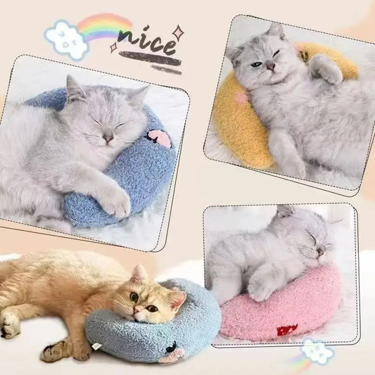 Almofada para animais de estimação, travesseiro de pelúcia para cães e gatos, almofada para dormir em lua, almofada para cães pequenos, suprimentos para animais de estimação