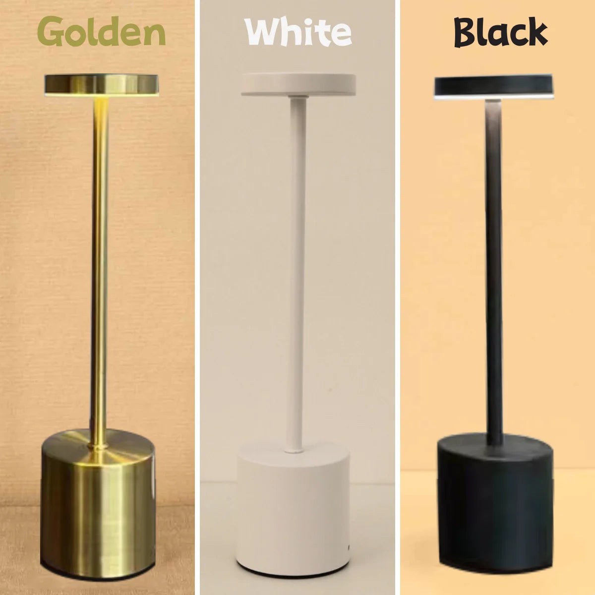 Luminária de mesa LED recarregável, de metal, com toque, para escrita, para cabeceira, criativa, ambiente, para decoração de bar e áreas externas, iluminação noturna 2024