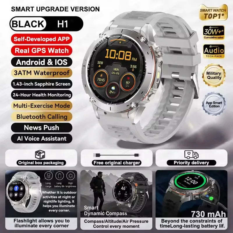 Novo relógio inteligente Xiaomi IOS Ultra GPS 2025, à prova d'água, 10ATM, com bússola GNSS de banda dupla integrada, esportivo militar, masculino, pulseira de natação