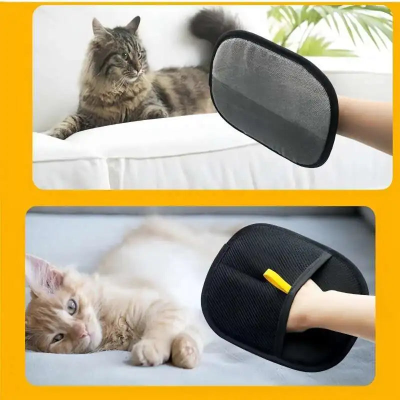 Luva removedora de pelos de animais de estimação, dupla face, luvas magnéticas para pele de gato e cachorro, para lavar, descascar, limpar carpetes e sofás