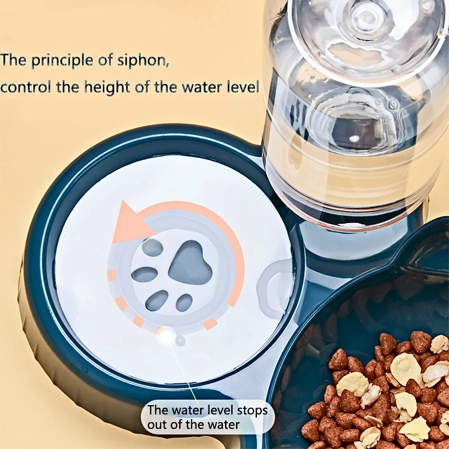 Tigelas para animais de estimação com alimentador de água, design 3 em 1 para orelhas, conjunto de tigelas de água e comida para gatos com garrafa de água por gravidade para proteção do pescoço