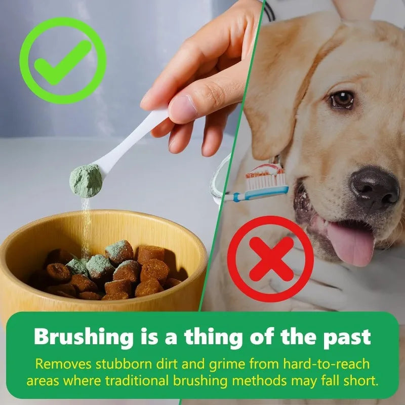 Pó de limpeza dental 80g para cães e gatos, limpeza bucal, limpeza dos dentes, mau hálito, mau hálito de animais de estimação, pó de limpeza dental