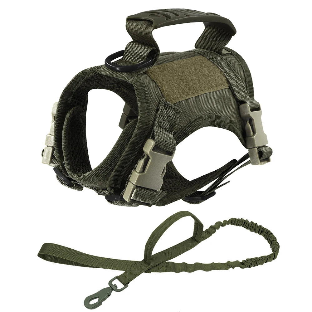 Arnês tático para cães de raças pequenas, colete ajustável para cães de serviço militar, acessórios para treinamento e trabalho