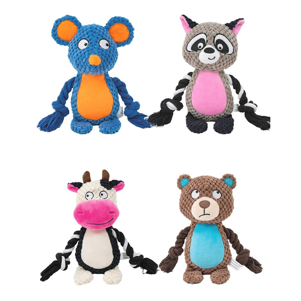 Brinquedo de pelúcia para cachorro, brinquedo de mastigar com articulação pequena crua, indestrutível, resistente a mordidas, som de guincho para filhotes, chocalho para brinquedos de estimação