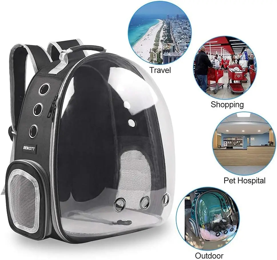 Mochila para gatos, bolsa respirável, cápsula transparente, portátil, para viagem ao ar livre, bolsa de ombro para animais de estimação, mochila para animais de estimação
