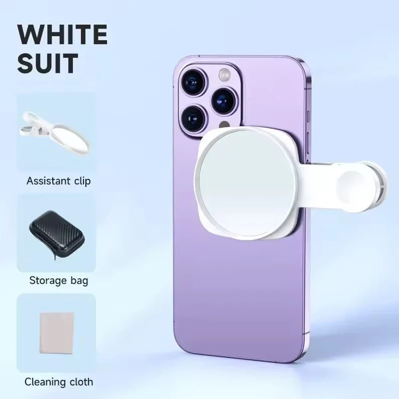 STTKGZD Selfie Refletor Espelho Kit de Luz de Preenchimento para Celular Portátil Espelho Móvel Clipe Bolsa de Armazenamento Câmera Traseira para Celular