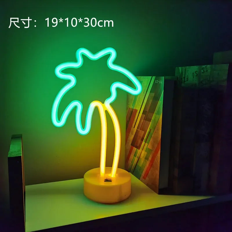 Luz de neon LED USB para letreiro, lâmpada noturna de flamingo para festas de Natal, decoração de casamento, presente para casa, luz de neon em forma de coração