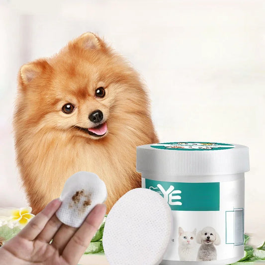 Lenços umedecidos para cães e gatos, lenços umedecidos para marcas de lágrimas, produtos de limpeza universais sem irritação, 130 lenços em lata