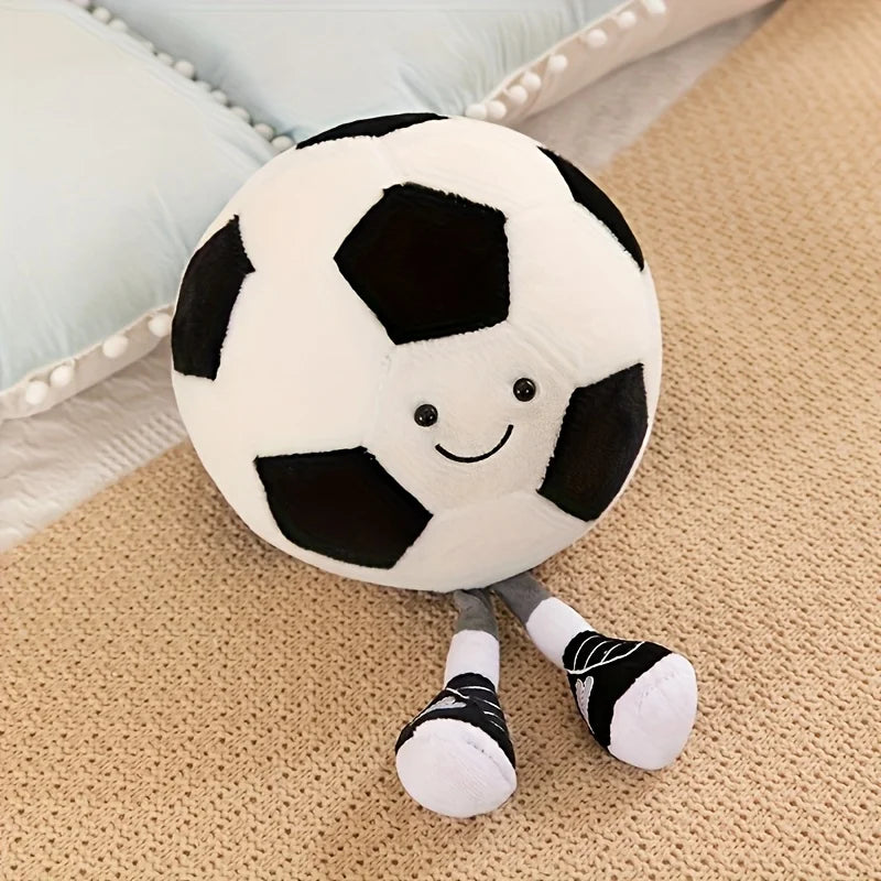 1 boneca de equipamento esportivo criativo, boneca de bola fofa, brinquedo de pelúcia divertido, boneca de bola de pernas longas, boneca de desenho animado com sapatos, decoração!