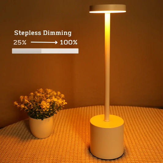 Luminária de mesa LED recarregável, de metal, com toque, para escrita, para cabeceira, criativa, ambiente, para decoração de bar e áreas externas, iluminação noturna 2024