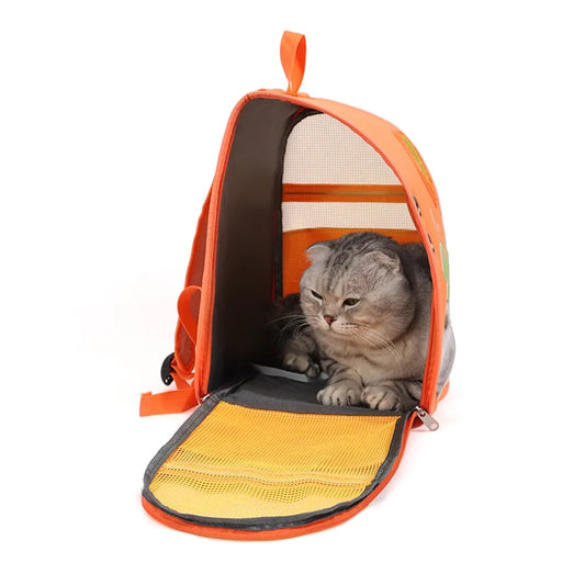 Mochila para gatos, nova chegada, grande capacidade, desenho animado, leve, mochila para animais de estimação, xadrez, respirável