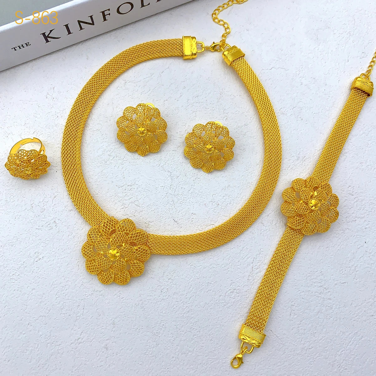 Conjunto de colar de flores de luxo Xuhuang para mulheres, conjunto de joias africanas banhadas a ouro, joias indianas, presentes de aniversário