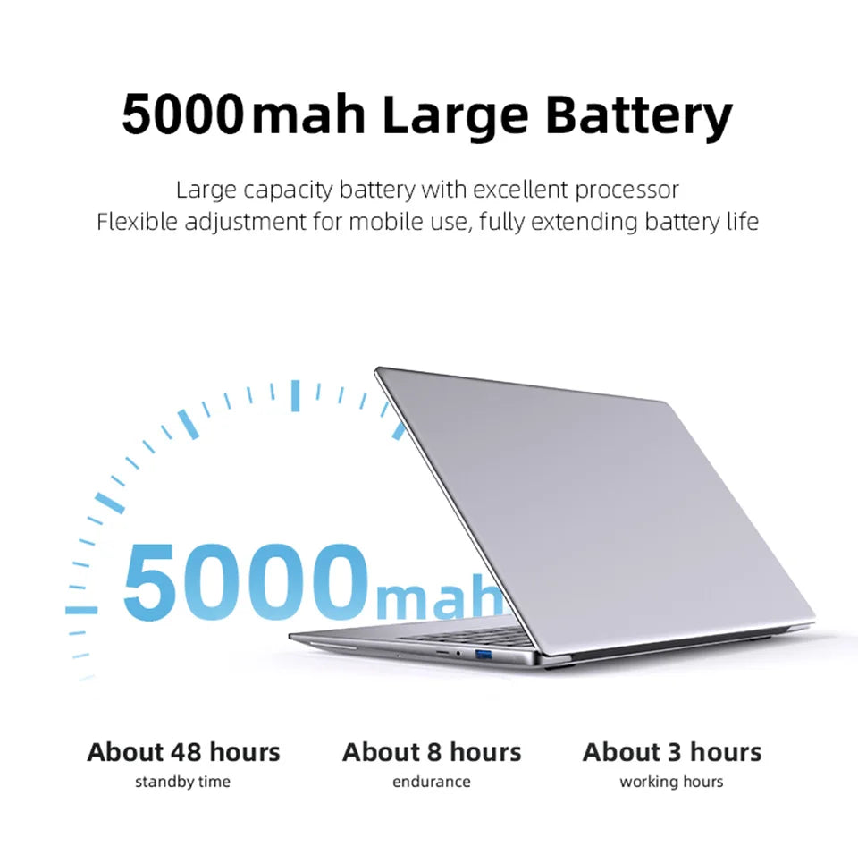 Computador portátil Xiaman Windows 11 Pro Intel Atom A3950 Quad-Core 2025 Notebook PC 12 GB de RAM 1 TB 2 TB SSD 1920 * 1080 Computador de escritório