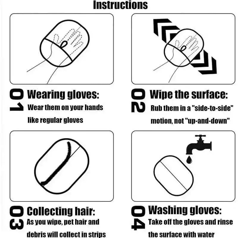 Conjunto de ferramentas para remoção de pelos de animais de estimação, luvas reutilizáveis ​​para remoção de pelos estáticos, luvas de dupla face para remoção de pelos de cães e gatos para carpetes e sofás