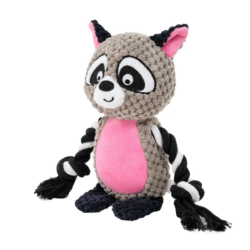 Brinquedos de pelúcia com corda que fazem barulho para cães: Raposa, Sapo, Porco, Animal, Puxador, Cordão de algodão resistente a mordidas - Treinamento interativo para vínculo de filhotes
