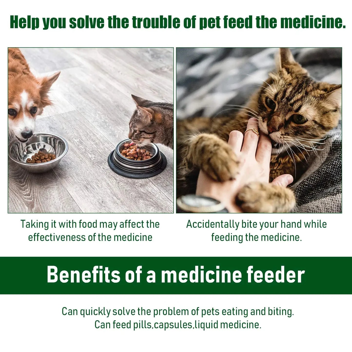 Dispensador de medicamentos para animais de estimação, bastão de alimentação de pressão para cães e gatos, pílulas para comer, pílulas, artefatos de medicamentos, cuidados com doenças em animais de estimação