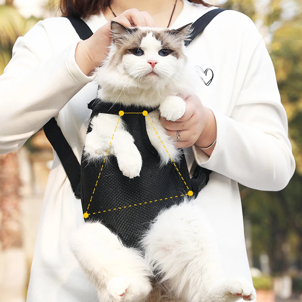 Bolsa de transporte ajustável para gatos, mochila de ombro duplo para animais de estimação, bolsa portátil para viagens ao ar livre, acampamento, caminhada, bolsa para gatos e cachorros