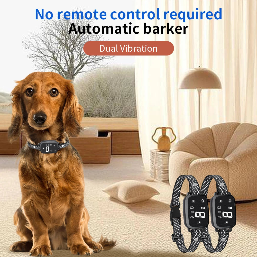 Automatic Anti Bark Dog Collar for Puppies Waterproof Rechargeable Dog Effective Stop Barking Training Collar Double Vibration