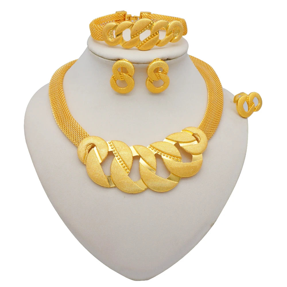 Conjuntos de joias finas 2023 para mulheres, presentes de casamento, colar, pulseira, brincos, anel, joias com contas africanas