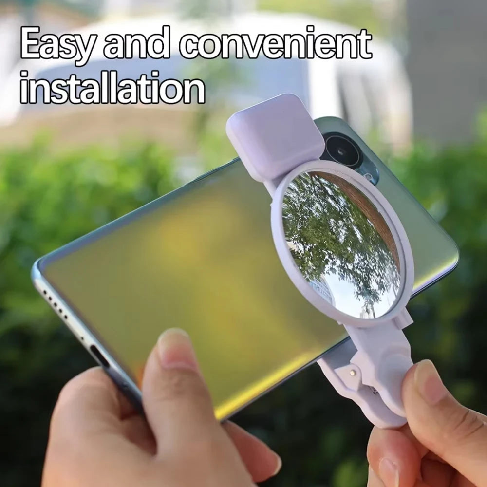 STTKGZD Selfie Refletor Espelho Kit de Luz de Preenchimento para Celular Portátil Espelho Móvel Clipe Bolsa de Armazenamento Câmera Traseira para Celular