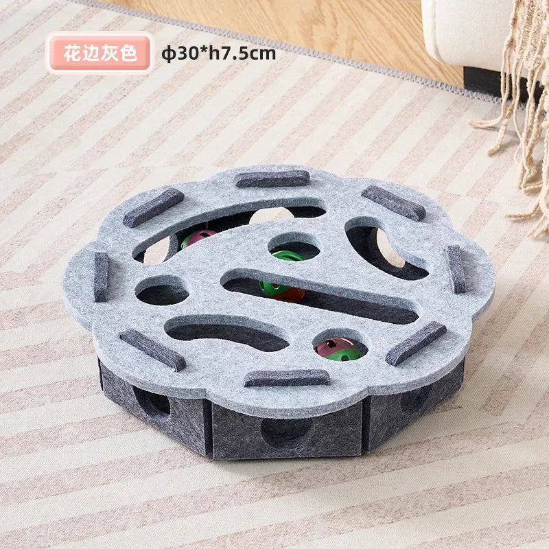 Brinquedo de quebra-cabeça para gatos, caixa de feltro, brinquedo de exercício para gatos com bola, entretenimento esportivo interno, brinquedos de caça para gatos domésticos