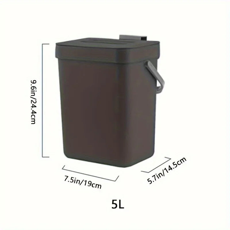 Lixeira compacta e silenciosa - 3/5L, lixeira selada ecológica para cozinha e escritório, sem necessidade de eletricidade