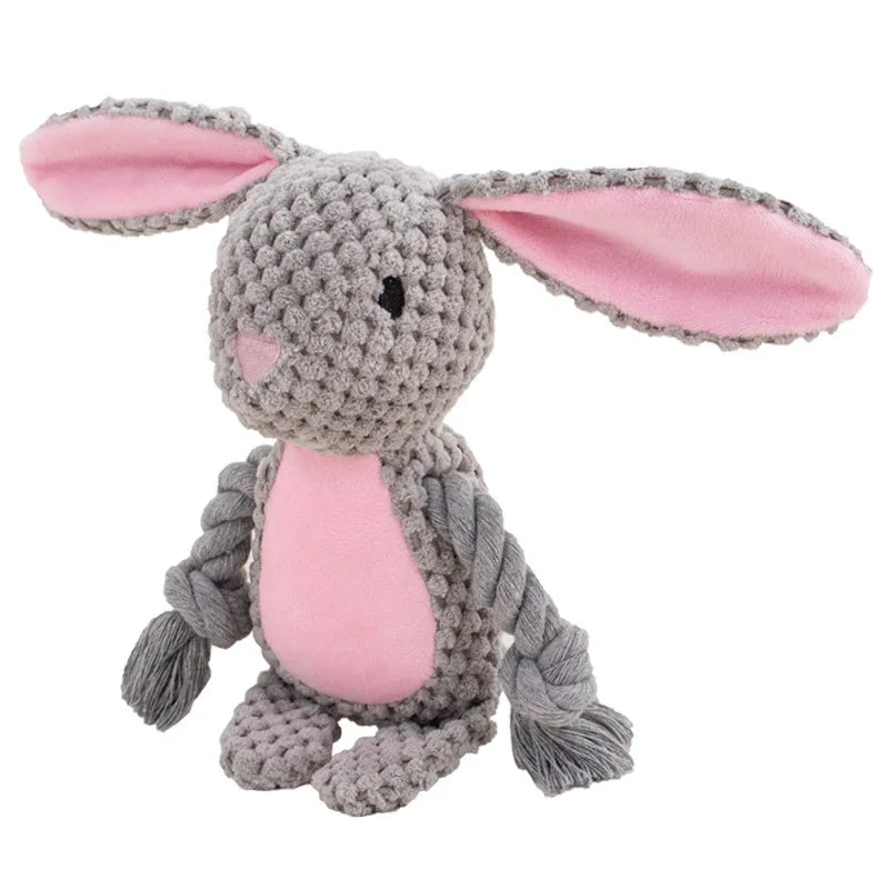 Brinquedos de pelúcia com corda que fazem barulho para cães: Raposa, Sapo, Porco, Animal, Puxador, Cordão de algodão resistente a mordidas - Treinamento interativo para vínculo de filhotes