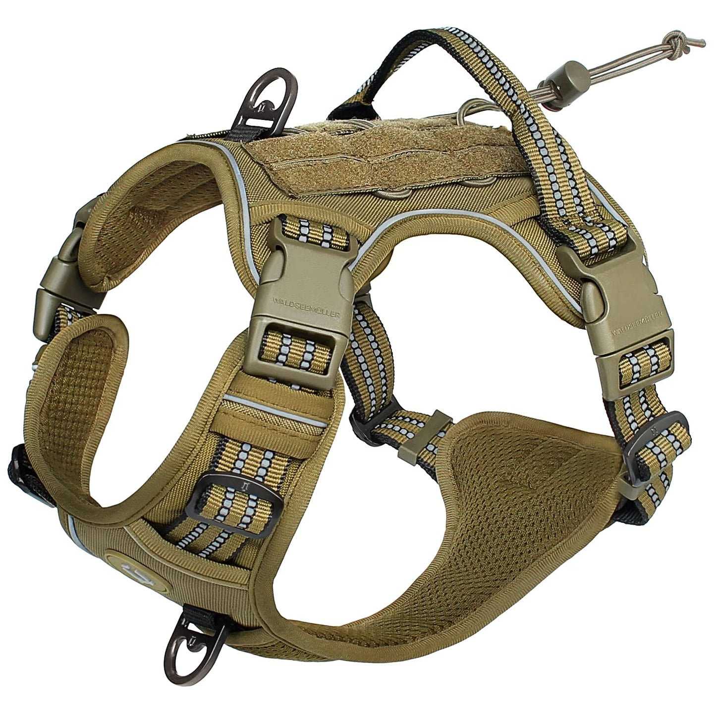 Arnês tático para cães, sem puxar, ajustável e respirável, colete MOLLE para cães de médio e grande porte, refletivo, militar