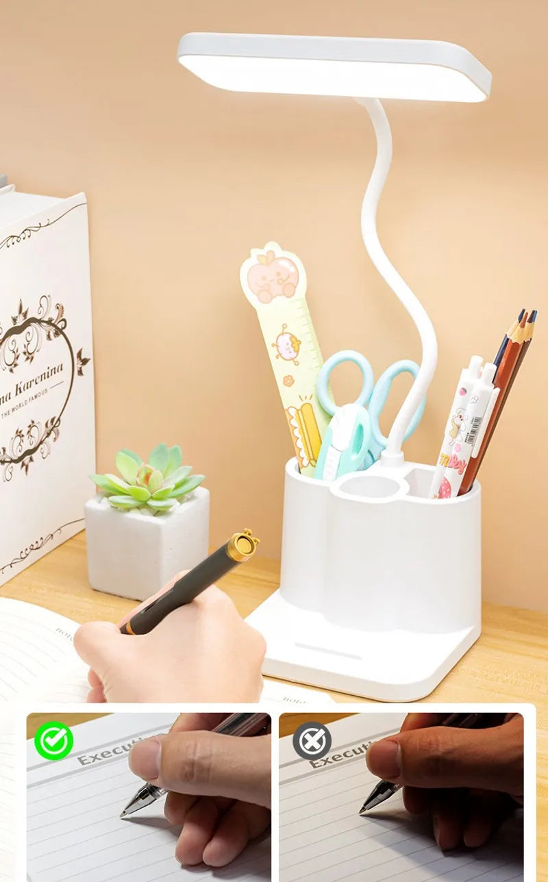 Lâmpada de mesa LED para leitura noturna, proteção para os olhos, para dormitório de estudo, luz noturna para estudantes universitários