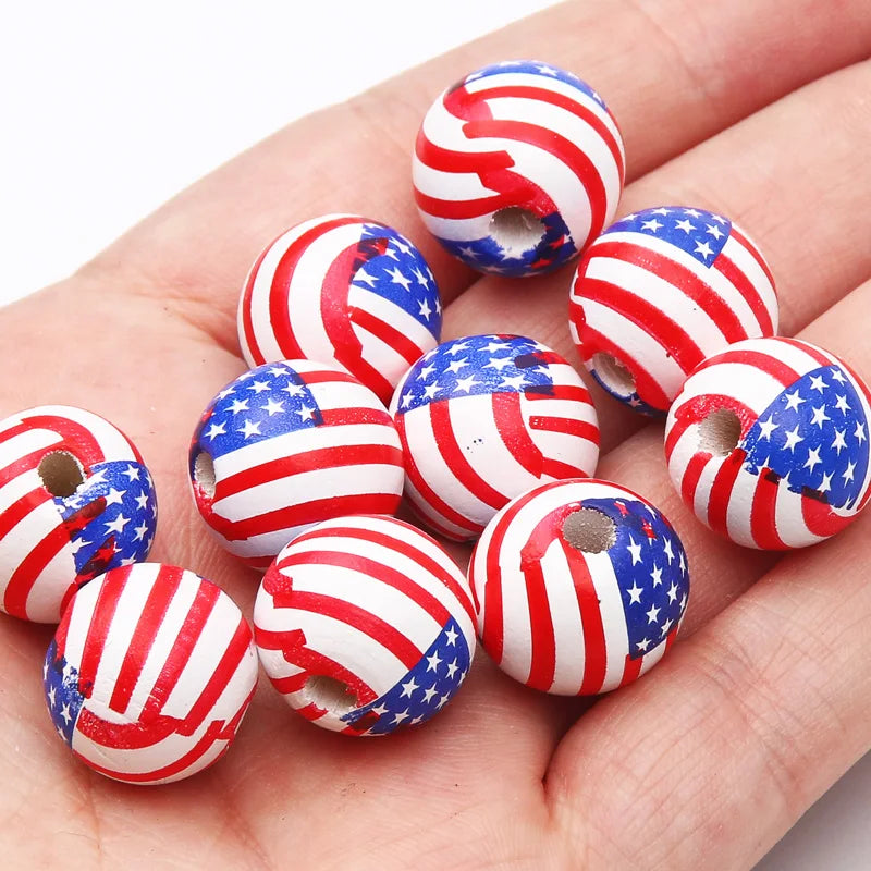 10 peças de contas espaçadoras de beisebol de basquete de 16 mm, bolas redondas de madeira para fazer pulseiras e colares, suprimentos para joias faça você mesmo