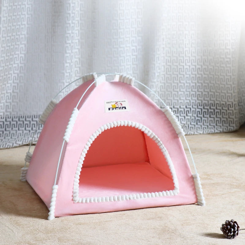 Casa dobrável para gatos, tenda para animais de estimação, quatro estações, ninho universal para gatos e cães, tapete refrescante de verão, portátil, dobrável e respirável para áreas externas