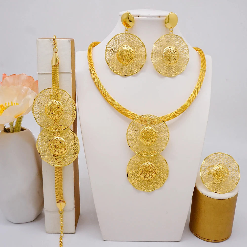 Conjuntos de joias finas 2023 para mulheres, presentes de casamento, colar, pulseira, brincos, anel, joias com contas africanas