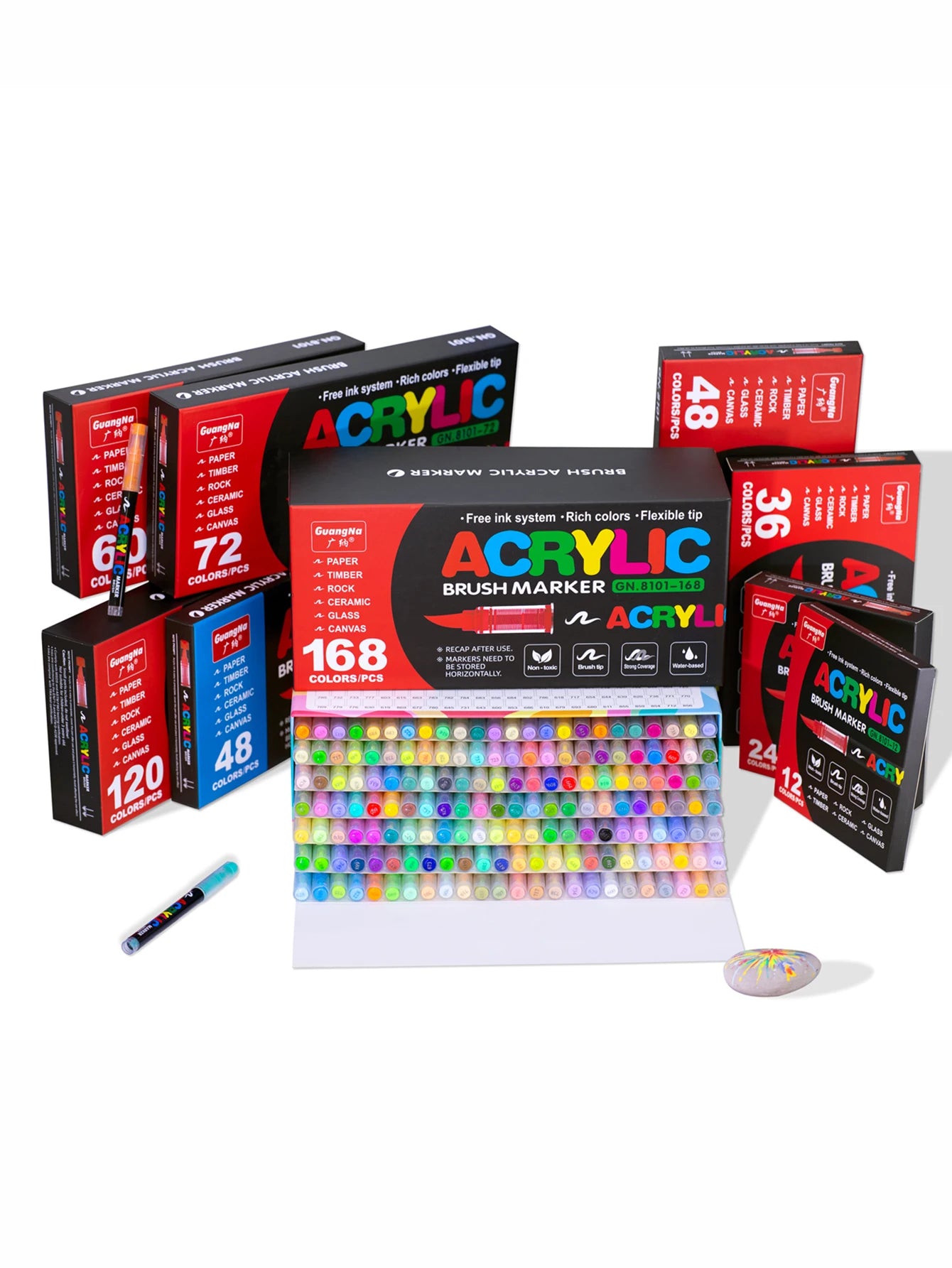 Conjunto de marcadores profissionais para artistas, 12-240 cores/caixa - Marcadores acrílicos líquidos de ponta macia para desenho em linha reta, pintura artística de grafite faça você mesmo