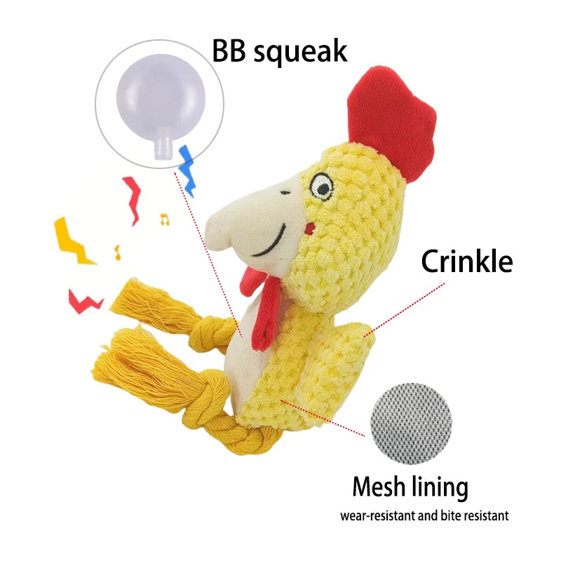 Brinquedo de pelúcia para cachorro, brinquedo de mastigar com articulação pequena crua, indestrutível, resistente a mordidas, som de guincho para filhotes, chocalho para brinquedos de estimação