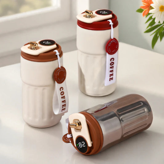 Caneca térmica de 450ml com visor inteligente de temperatura, copo de vácuo de aço inoxidável, copo de café para escritório, portátil para negócios