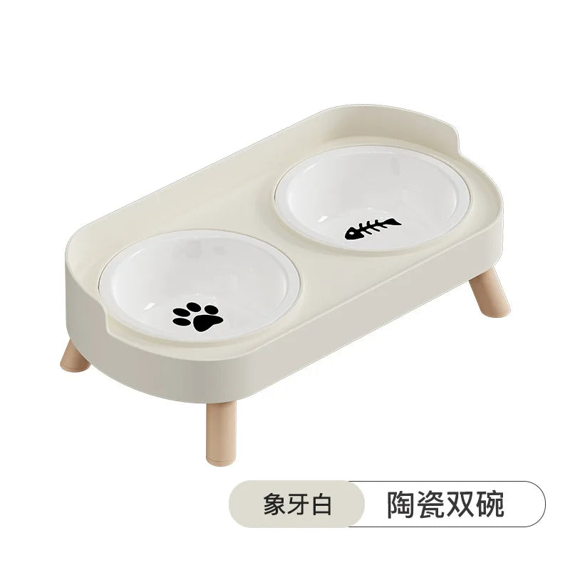 Tigela para animais de estimação, tigela dupla de plástico PP, tigela anti-morte, tigela integrada para água e grãos, tigela para cães, gatos e cães, tigela para água e grãos