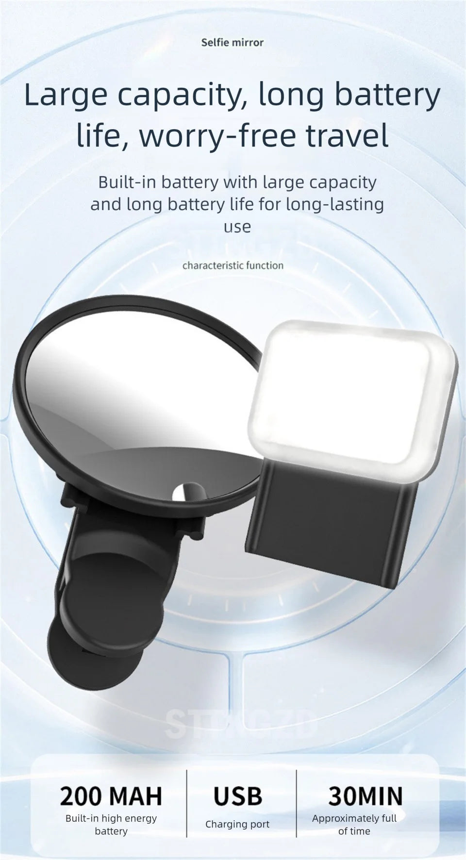 STTKGZD Selfie Refletor Espelho Kit de Luz de Preenchimento para Celular Portátil Espelho Móvel Clipe Bolsa de Armazenamento Câmera Traseira para Celular