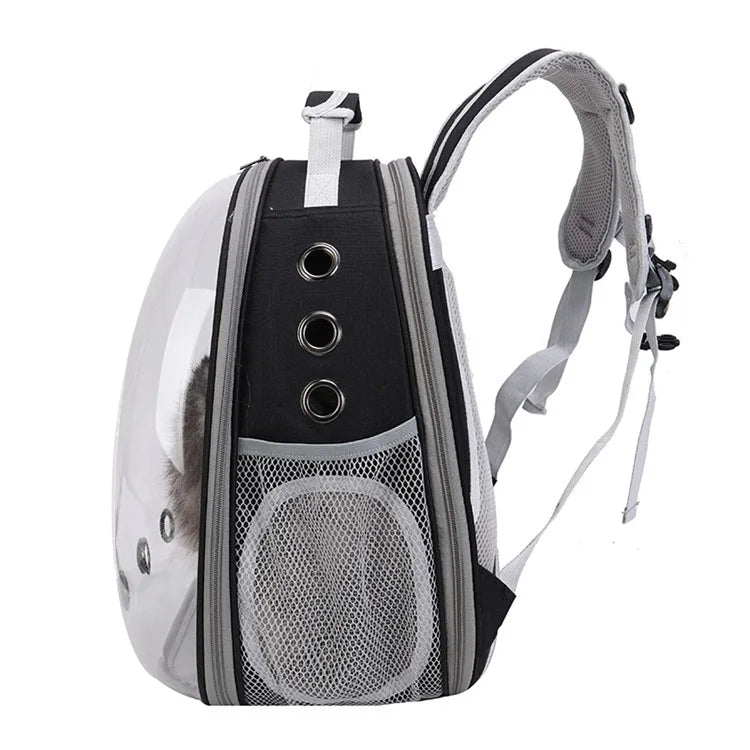 Mochila para animais de estimação, cápsula espacial transparente, mochila de ombro duplo para gatos, bolsa expansível para gatos, bolsa portátil para cães pequenos